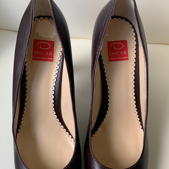 Oscar de la Renta Platform Brown Leather Pumps - Picture 4 of 14